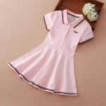 Vaiki&scaron;kos mergaitės sportinės suknelės, vasarinės apykaklės trumpomis rankovėmis, medvilniniai drabužiai teniso golfo sportinė apranga vaikams 120 rožinė