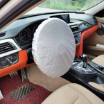 1vnt Automobilio vairo skydelis nuo saulės &scaron;oninio lango gaubtas sidabru dengtas audinys vairo dangtelis Apsaugos nuo saulės izoliacija &scaron;oninis skydas nuo saulės balta