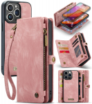 CaseMe nuimamas kelių kortelių užtrauktukas Piniginės odinis dėklas, skirtas iPhone 16 15 14 13 12 11 Pro Max Xr / Samsung S24 S23 S22 S21 Ultra Plus A14 A13 A54 A53 Samsung A53 5G