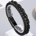 12 mm pločio dviejų sluoksnių grandinėlė vyri&scaron;ka apyrankė vyrams, aukso spalvos, i&scaron; nerūdijančio plieno metalo, rankų juosta, draugystės papuo&scaron;alas 22CM juoda