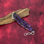 Ametisto apyrankė Brangakmenių papuo&scaron;alai, 925 prabos sidabro apyrankė, Dovana moterims Rankų darbo apyrankė Adjustable with 8 inches violetinė