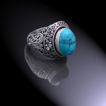 Natural Tibetan Turquoise Gemstone 925 Sterling Silver Ring Size 9 p7h69