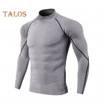 Vyri&scaron;ki sportiniai 3D Slim Fit auk&scaron;to elastingumo apykaklė Greitai džiūstantys ilgomis rankovėmis Slim Fit suspaudimo figūrą formuojantys treniruoklių salės bėgimo krep&scaron;inio mar&scaron;kinėliai XL juoda