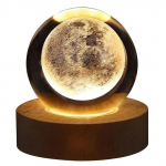 Unikali 3D kri&scaron;tolo rutulinė lempa su galaktika ir planetų projekcijomis USB nakties lemputė jaukiai atmosferos plazminiam rutuliui moon