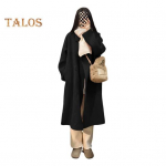 Moteri&scaron;ka vilnonė striukė ilgomis rankovėmis paltas su priekinėmis ki&scaron;enėmis Kasdieniai vir&scaron;utiniai moteri&scaron;ki paltai, skirti rudens žiemos kasdieniam dėvėjimui S juoda