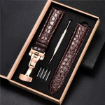 Prabangios krokodilo ra&scaron;to laikrodžio apyrankės, odinės 18 mm 20 mm 22 mm 24 mm su nerūdijančio plieno automatinio užsegimo rankinio laikrodžio apyranke 22mm