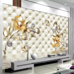 Gėlių tapetai Prabangus Mink&scaron;tas Krep&scaron;ys 3D freskos Auksiniai papuo&scaron;alai Gėlių tapetai Namų dekoro 3D Tapetai 200 cm(W) x 140 cm(H)