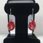 16 ct ovalo formos oranžinis padparadscha safyras sidabrinis auskaras su užsegimu moterims