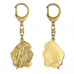 Basset Hound III - Gilded key ring with dog in gift box, handbag decoration, luxury accessory by Art-Dog brand