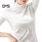 Moteri&scaron;kas rudeninis žieminis vir&scaron;us pusiau auk&scaron;ta apykakle, apsauganti kaklą ilgomis rankovėmis, vientisa spalva storas &scaron;iltas megztinis Paprastas stilius, plonas, atsparus vėjui, moteri&scaron;kas apačia L balta