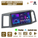 &bdquo;Android Carplay&ldquo; automobilio radijas, skirtas JEEP GRAND CHEROKEE 2004&ndash;2007 m. multimedijos grotuvui, galvos blokui, stereo, GPS navigacijai, &bdquo;Bluetooth&ldquo;, WIFI, 4+64 GB 4+64GB