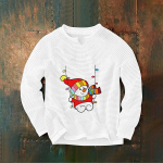 Vyri&scaron;kas didelio dydžio kukurūzų ra&scaron;to languotas spausdintas apvalaus kaklo džemperis su gobtuvu L mėlyna