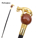 Brown Wooden Ball Leopard Fashion Walking Cane Fashion Decorative Wood Cosplay Stick Gentleman Elegant Cosplay Cane Crosier 94cm