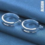 925 Sterling Silver Round Piercing Earrings Fashionable Wedding Jewelry 2.30*2.30cm