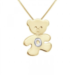 L&Eacute;A & ARTHUR - Pendentif Enfants Motif (OURSON) Plaqu&eacute; Or Jaune & (Lettre O) Argent 925 Milli&egrave;mes Rhodi&eacute;
