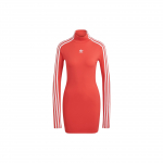 Adidas Originals Spice Girl serijos Trys Dryželiai Logotipas Siuvinėtas Atviras Nugara Prigludusi Auk&scaron;tos Kaklo Ilgomis Rankovėmis Suknelė Moteri&scaron;kos Suknelės IV9332 M red