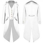 Vyri&scaron;kas &bdquo;steampunk&ldquo; Viktorijos laikų &scaron;varkas, gotikinis frako kostiumas, senoviniai smokingo paltai M balta