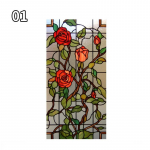 Meninis Rožės Lotoso Stiklo Plėvelė Bažnyčios Vitražo Plėvelės Statinė Vintažinė Lipni Vandeniui Atspari Apsauganti nuo Saulės Matinė Privatumo Stiklo Lipdukai 30X60cm