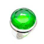 Natural Peridot Gemstone Handmade 925 Sterling Silver Jewelry Ring Size 9 i5d80