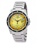 Citizen Marine Nerūdijančio plieno geltonas ciferblatas Eco-Drive AW1816-89X 100M Vyri&scaron;kas laikrodis geltona