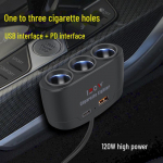 Itin greitas automobilinis įkroviklis: 4 prievadų USB keitiklis 12V/24V transporto priemonėms USB port + PD port