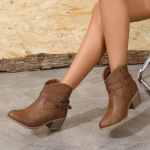 Didelių dydžių moteri&scaron;ki batai rudeniui moteri&scaron;ki vienspalviai aulinukai madingi auk&scaron;takulniai kauboji&scaron;ki vakarieti&scaron;ki batai pavasariui moteri&scaron;ki smailianosiai batai 42 &scaron;viesiai ruda spalva