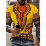 Afrikos etninio ra&scaron;to mar&scaron;kinėliai vyrams Tribal Dashiki 3D marginti mar&scaron;kinėliai Vasariniai laisvalaikio trumpomis rankovėmis laisvi mar&scaron;kinėliai apvaliu kaklu L