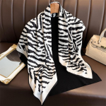 Zebra Pattern Silk Square Scarf &ndash; 90 cm ruoželinis, madinga pavasario ir vasaros skara, nuo saulės apsauganti galvos skara moterims FN60-3