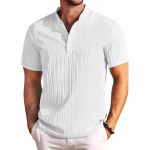 Nauji vyri&scaron;ki retro medvilniniai lininiai dryžuoti Henley mar&scaron;kinėliai &ndash; laisvalaikio laisvi L