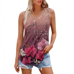 Moteri&scaron;ki Mergaitės V formos i&scaron;kirptės mar&scaron;kinėliai be rankovių su spauda, kasdieniai mar&scaron;kinėliai be rankovių, moteri&scaron;ki mar&scaron;kinėliai be rankovių, laisvo kirpimo, platūs L