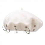 Women's woolen personalized iron ring eyelet hip-hop beret M juoda