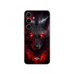 Coque - Maniacase - Samsung Galaxy S24 FE - Loup noir feu rouge - Souple - Mixte