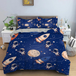 Animacinis astronautas kosmoso patalynės komplektas paaugliams berniukams namams 23 dalių antklodės užvalkalas ir pagalvių užvalkalai Viengulis Twin King Antklodės užvalkalų komplektas 70x133cm 2pcs