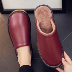 Neslystančios vandeniui atsparios žieminės odinės &scaron;lepetės poroms &ndash; &scaron;ilta pliu&scaron;inė kambarinė avalynė 26 (usually 38-39)