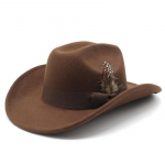 Jaunimo skrybėlė Vyri&scaron;ki ir moteri&scaron;ki dideli vilnoniai plunksnų skrybėlė M（56-58cm） raudona