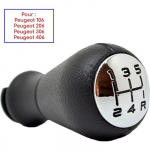 CHROME-BLACK GEAR KNOB ( 5 GREIČIAI ) skirtas PEUGEOT 106 PHASE 2 206 206 CC 206 SW 306 406 605