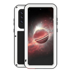 Samsung Galaxy A72 5G / 4G telefonui LOVE MEI Metalinis smūgiams atsparus, vandeniui ir dulkėms atsparus apsauginis dėklas su stiklu(Juoda) For Samsung Galaxy A72 5G / 4G balta