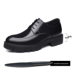 Vyri&scaron;ki 10 cm auk&scaron;tį didinantys formalūs batai i&scaron; karvės odos: Kvėpuojantis, Tu&scaron;čiaviduris dizainas, Storas padas, Idealiai tinka verslui ir vestuvėms. Size 37 black