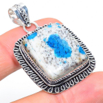 K2 Blue Azurite Handmade 925 Sterling Silver Jewelry Pendant 1.97 v6m86