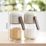 2 vnt. nerūdijančio plieno druskinės, tikslus kiekybinis dozatorius, prieskonių dozatorius, matavimo druskinė, prieskonių stiklainiai, indai, pagardų buteliuko dozatorius geltona