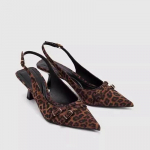 Nauji pavasario vasaros leopardo ra&scaron;to moteri&scaron;ki auk&scaron;takulniai sandalai, eleganti&scaron;ki smailianosiai bateliai su dirželiais, skirti &scaron;okiams, vakarėliams, i&scaron;leistuvėms 35
