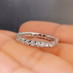 &bdquo;Huitan&ldquo; mados sutartinis moteri&scaron;kas žiedas, plonas, pilnai grįstas, apvalus, CZ, universalus mergaičių aksesuaras, kasdieniai drabužiai, vakarėlių papuo&scaron;alai 6