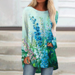 Gėlių augalai 3D spausdinti mar&scaron;kinėliai Moteri&scaron;ki madingi mar&scaron;kinėliai ilgomis rankovėmis mar&scaron;kinėliai Gėlėti mar&scaron;kinėliai Laisvalaikio ilgos tunikos vir&scaron;us Paprastas Harajuku S