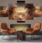 5 Pieces Attack on Titan Battle Eren Yeager Plakatas Modernus namų sienų dekoras Paveikslų meno spaudinys Paveikslas ant drobės svetainei 40x60cm*2 40x80cm*2 40x100cm*1