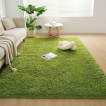 Pliu&scaron;inis kilimas miegamajam Stačiakampis Mielas Ilgaplaukis Pūkuotas Grindų kilimėlis Svetainei Kilimas su plauku Mink&scaron;tus Patogus Vonios kilimėlis 160x230cm tamsiai žalia spalva