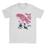 Vyri&scaron;ki medvilniniai mar&scaron;kinėliai Queens Of The Stone Age, vintažiniai, trumpomis rankovėmis, apvalia apykakle, su grafika S balta