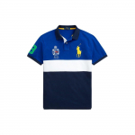 Polo Ralph Lauren spalvotas siauro kirpimo trumpomis rankovėmis vyri&scaron;kas polo mar&scaron;kinėlis Mėlynas MNPOKNI1N821204-400 XS