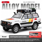 1/24 mastelio Toyota Land Cruiser LC80 visureigis Metalo lieto modelio Off-road transporto priemonė Kolekcionuojamas pomėgio modelis Papuo&scaron;alai Dovana draugui Berniukui Vitrina balta