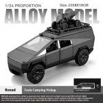 1/24 mastelio Tesla Cybertruck Kempinginis Pikapas su Motociklu Visureigis Off Road Lydinio Automobilio Diecast Modelis Kolekcionavimui Pomėgiui Eksponavimui Papuo&scaron;alai Vaikų Žaislas pilka