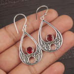 Raudono granato papuo&scaron;alai, 925 sterlingų sidabro auskarai, rankų darbo brangakmenių papuo&scaron;alų auskarai atminimo dienai 1.91 Inches rožinė